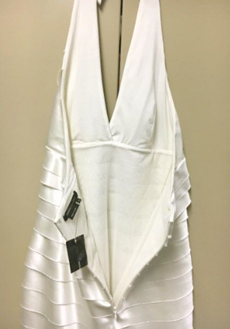 $200 BCBG OFF WHITE (PCS64536) SATIN TIERRED LAYER HALTER $200 BCBG OFF WHITE (PCS64536) SATIN TIERRED LAYER HALTER